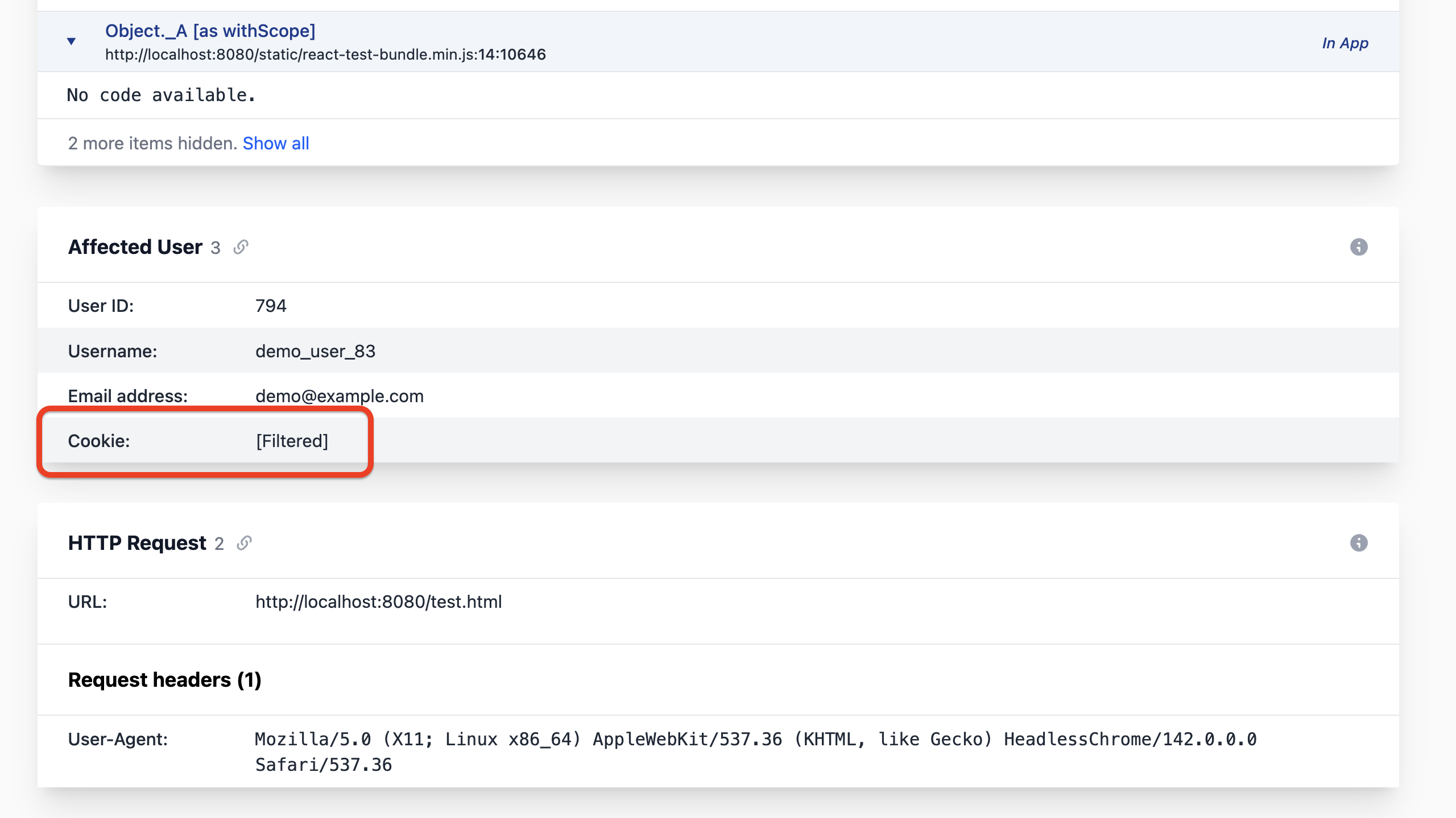 Scrubbed sensitive data in reports
