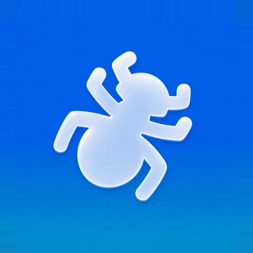 The refreshed Telebugs PWA icon: a white Liquid Glass bug on a blue background.