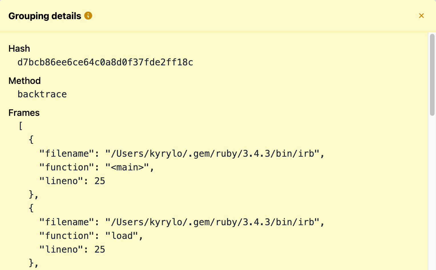 Grouping details example in Telebugs