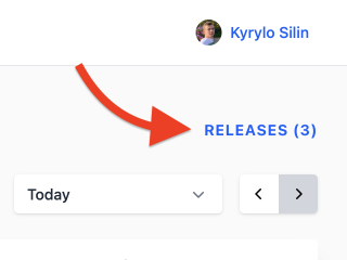 Screenshot of the Telebugs project dashboard highlighting the link to access releases