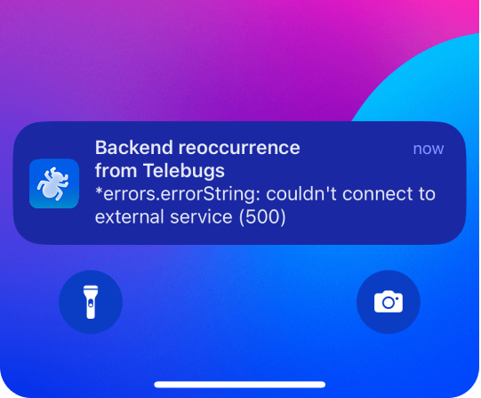 A Telebugs push notification on a phone lock screen