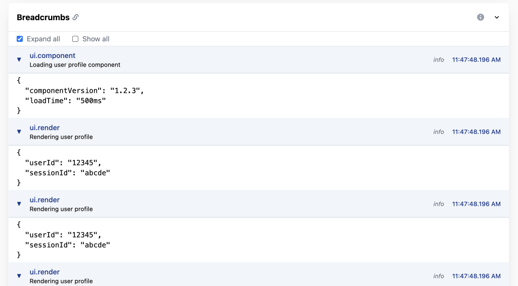 React error breadcrumb example to enhance exception handling