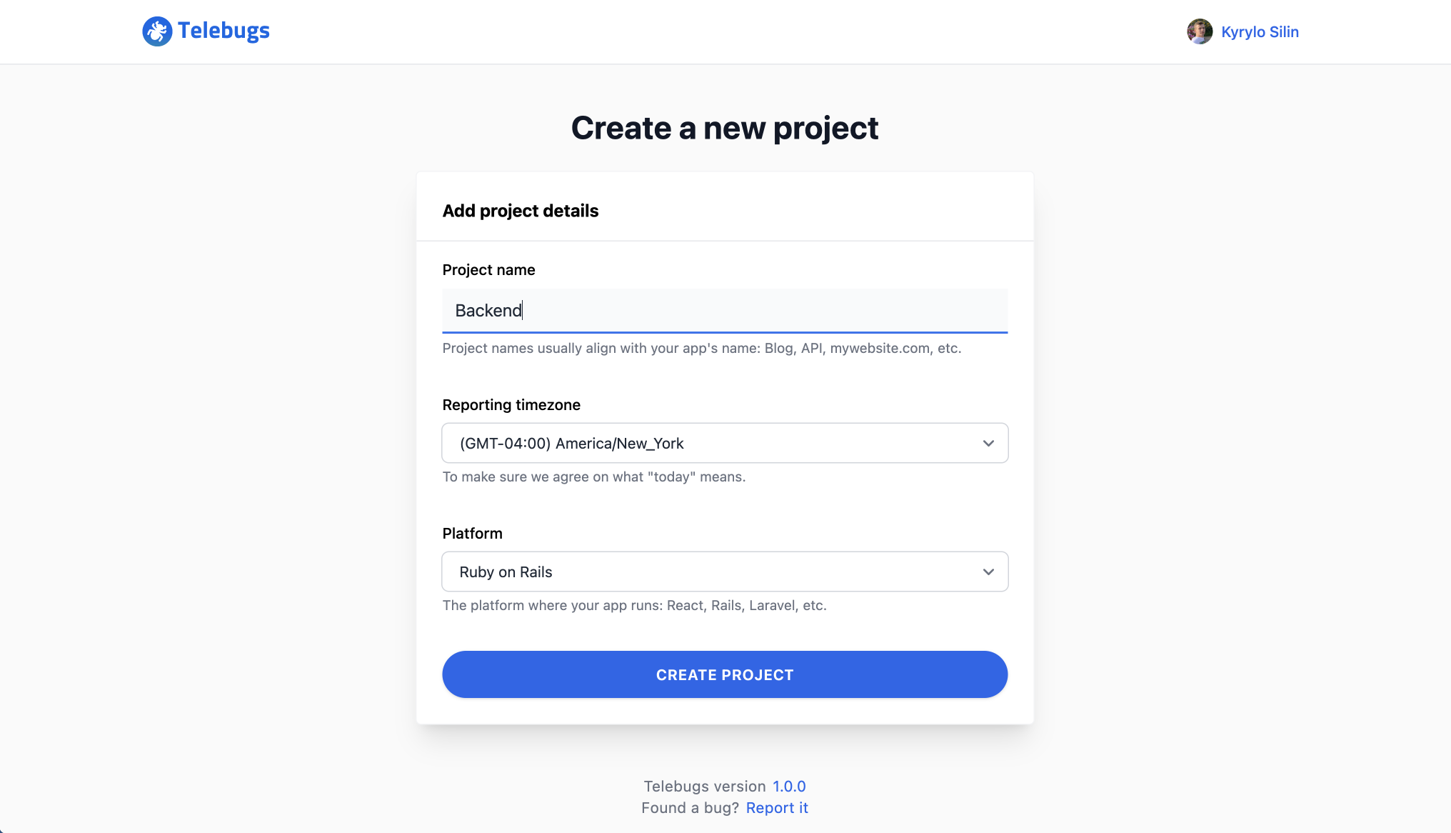 Create a new project
