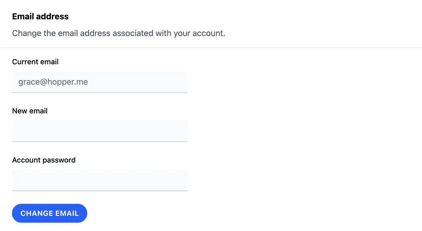 Change email address form