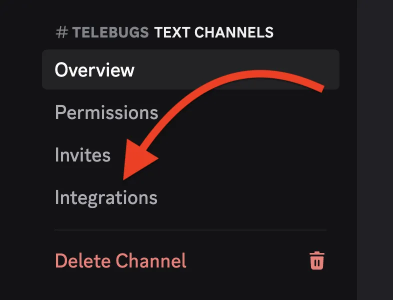 Discord integrations menu