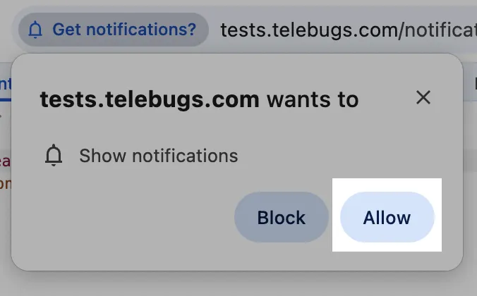 Allow push notifications alert