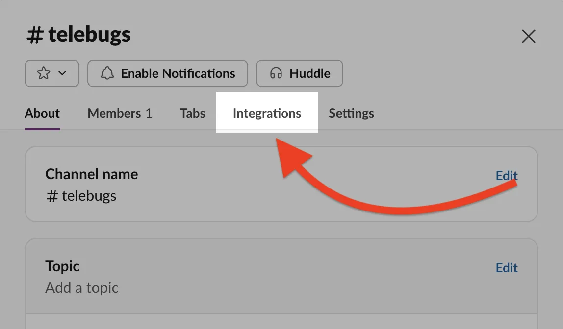 Select Integrations tab