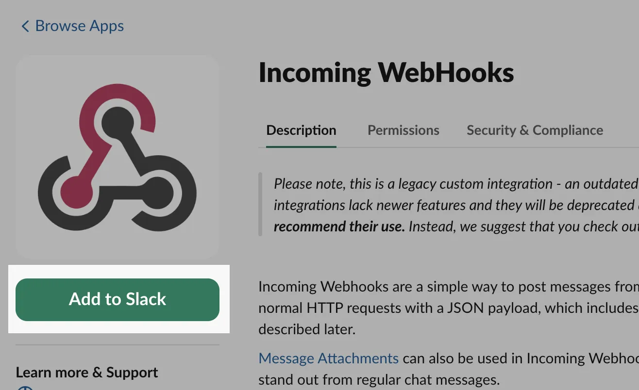 Add to Slack button