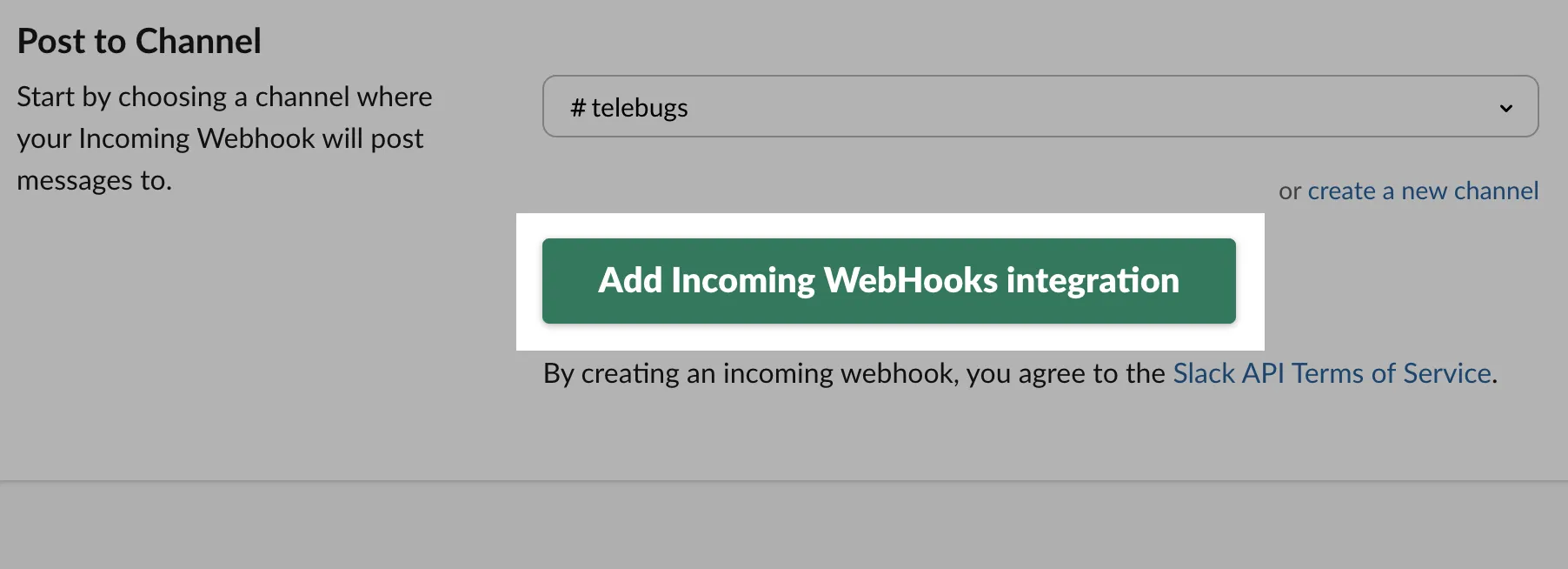 Add Incoming Webhooks integration