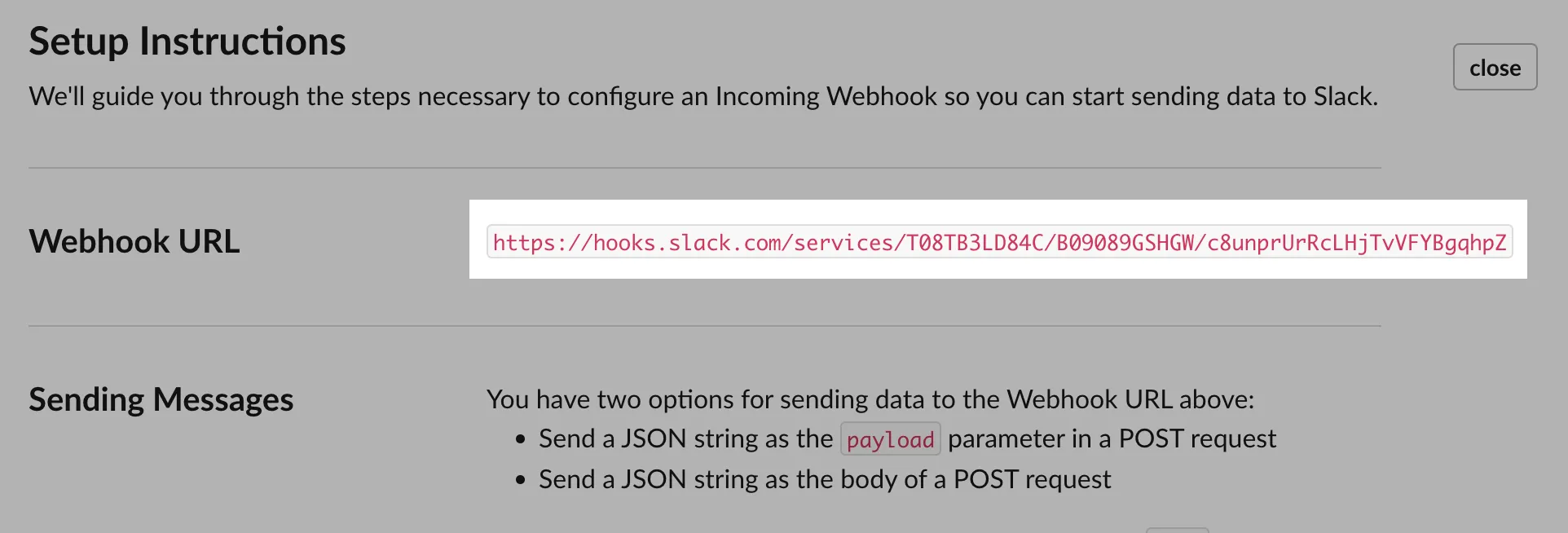 Copy webhook URL