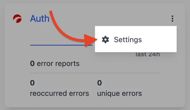 Project settings menu in the project dashboard