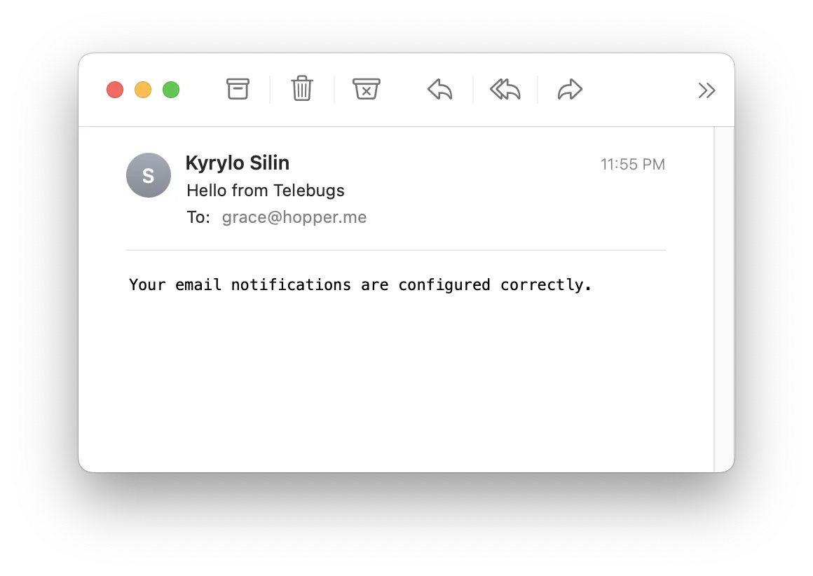 Test email received