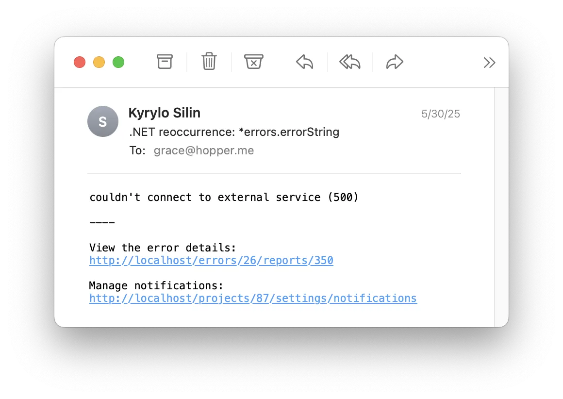 Email notification example