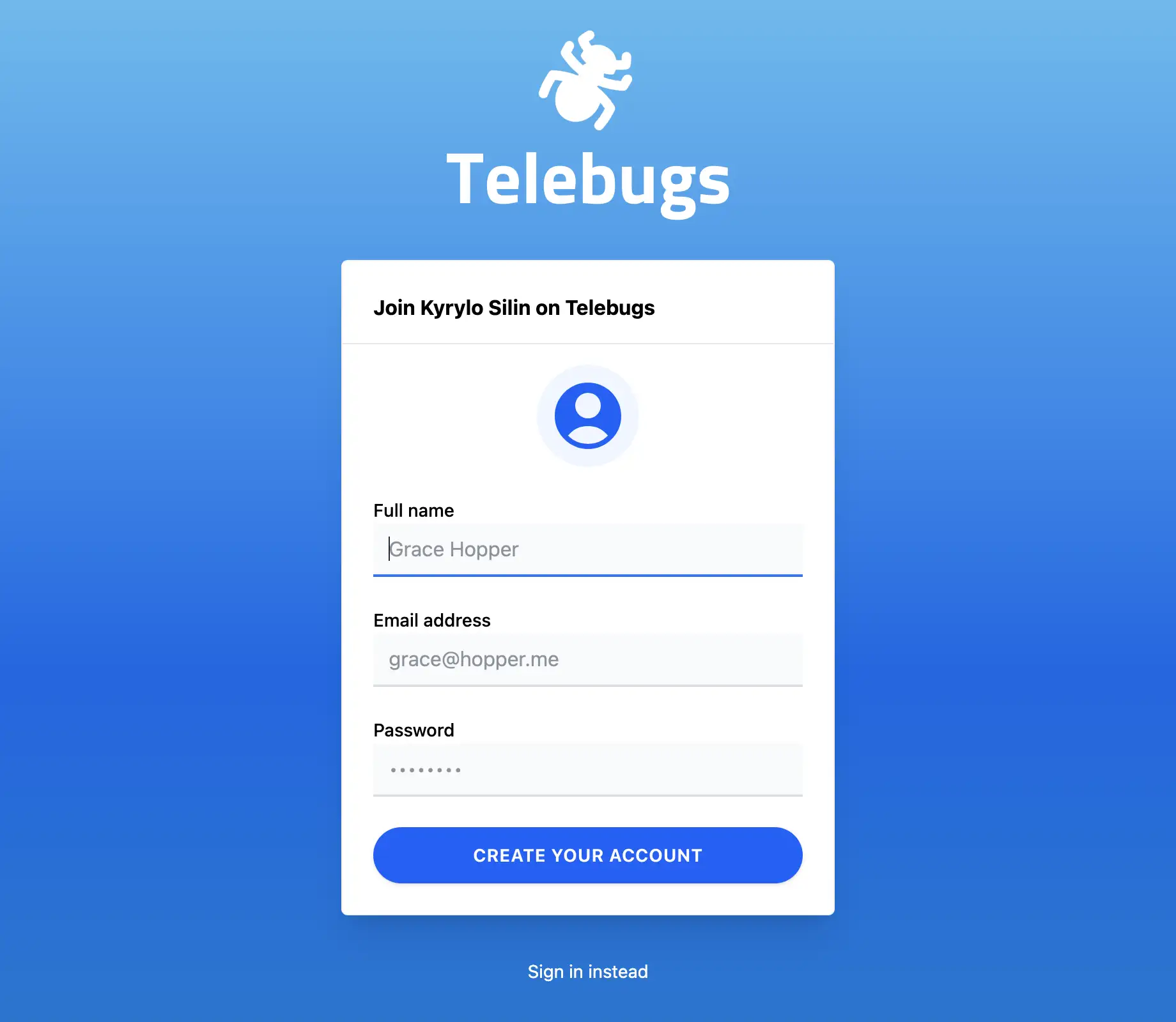 Joining Telebugs form