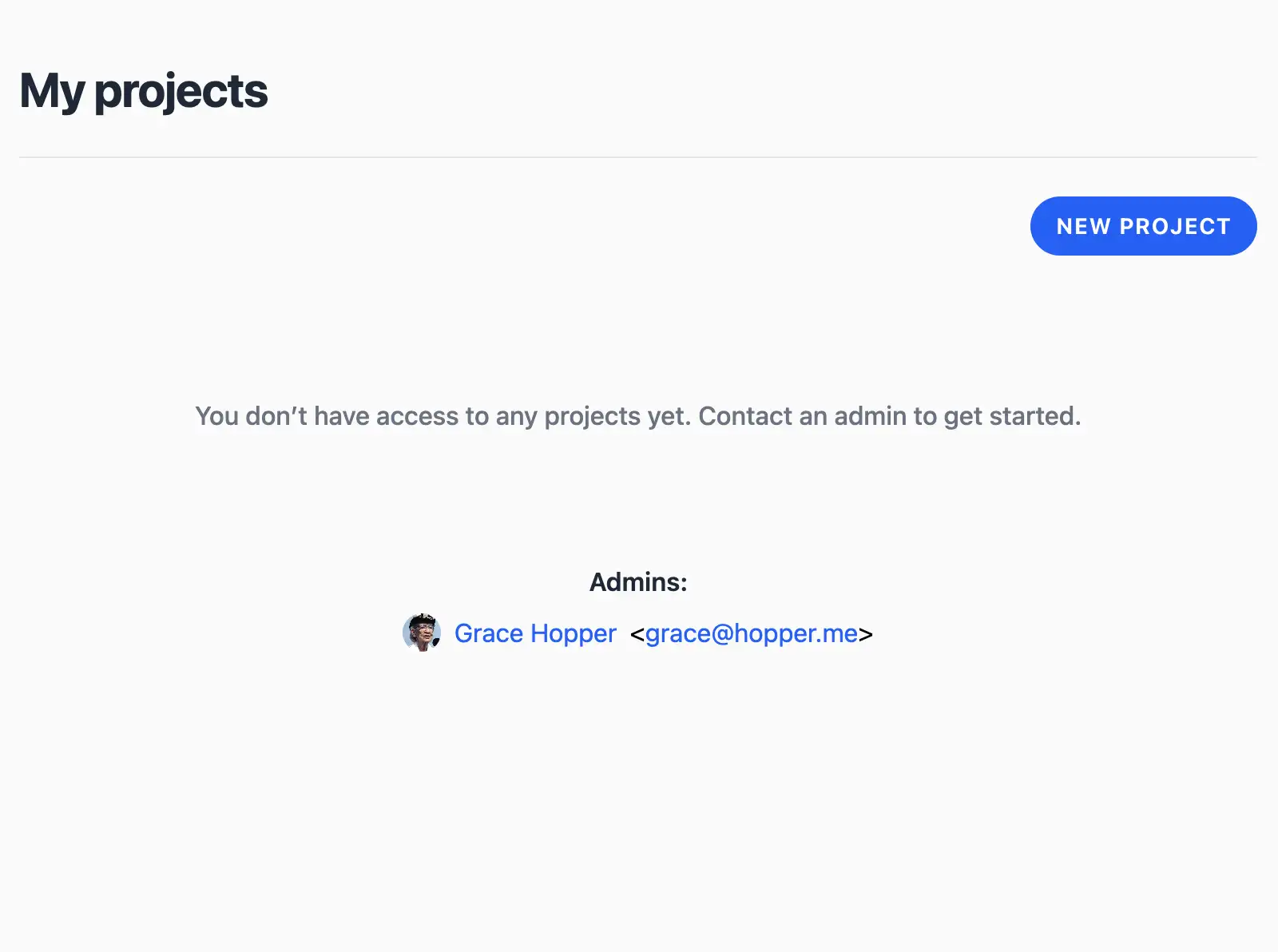 Contact an admin to join projects